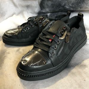 NEW Goth Fashion Sneakers w/ metal plating detail